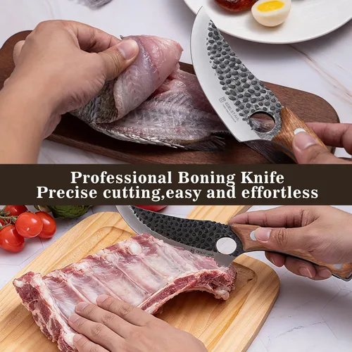 Miniatura 8 de Cuchillo de chef, cuchillo de cocina para deshuesar, cortar y cortar, cuchillo de carnicero forjado a mano, cuchillo japonés de acero inoxidable