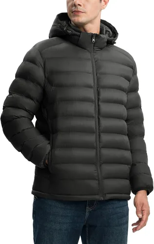 Miniatura 2 de YSENTO Men's Down Alternative Jackets Lightweight Water-Resistant Winter Insulated Puffer Coat Detachable Hood