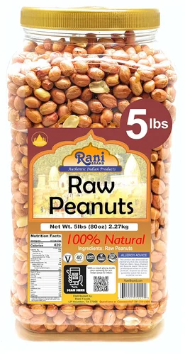 Miniatura 19 de Cacahuetes Rani, enteros crudos con piel (sin cocer, sin sal) 80 onzas (5 libras) 5.0 lbs a granel ~ Todo natural Vegano Kosher Apto