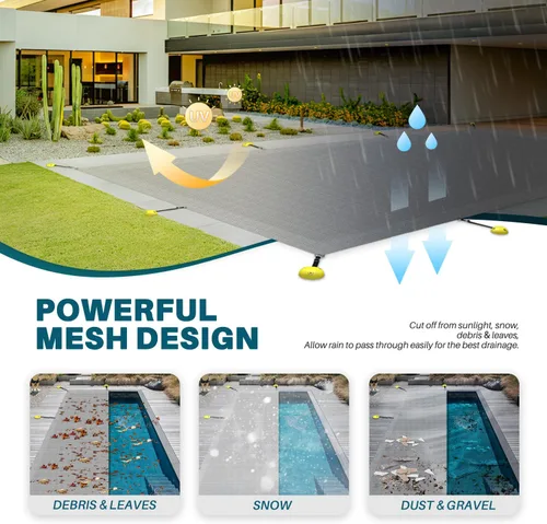 Miniatura 2 de Coarbor Cubierta de seguridad para piscina de invierno de 8 x 8 pies, rectangular, de malla, duradera, cubierta de seguridad para piscina enterrada