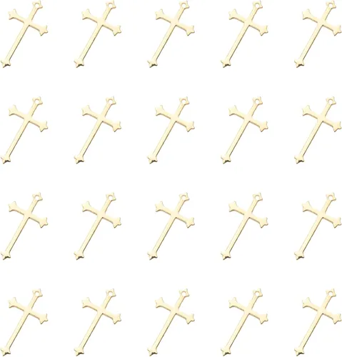 Ruwado 50 dijes de cruz para fabricación de joyas, aleación de metal de 0.81 x 0.55 pulgadas, colgantes de cuentas pequeñas de Cristo Jesús para