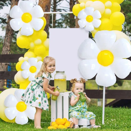 Miniatura 5 de YUJUN 11 globos de margarita, enormes globos de papel de aluminio de margaritas de flores blancas para baby shower, boda, decoración de fiesta