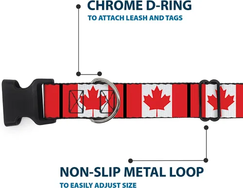 Miniatura 5 de Buckle-Down PC-W30367-L - Collar de clip de plástico para banderas de Canadá, grande/15-26