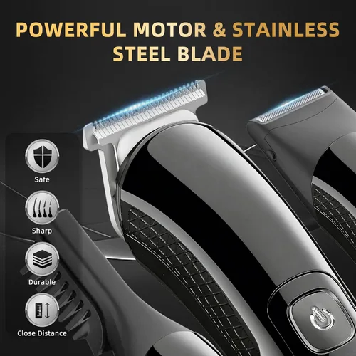 Miniatura 3 de Cortadora de barba para hombres, 20 ajustes de longitud, kit de aseo inalámbrico 14 en 1, maquinilla de afeitar eléctrica impermeable para hombres