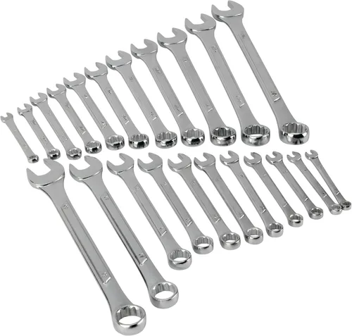 Performance Tool W1084 Juego de llaves combinadas de 22 piezas (tamaño métrico y estándar) con estante organizador