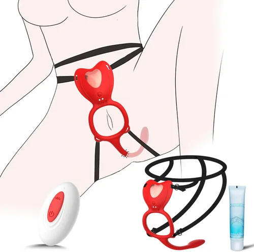 Juguetes sexuales para parejas, vibrador portátil - bragas vibradoras con control remoto BDSM con 9 modos de vibración, anillo de pene con tapón