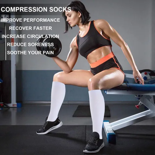 Miniatura 5 de Calcetines de compresión para mujeres y hombres, 6 pares, brinda soporte a enfermeras, al correr, practicar atletismo y deportes