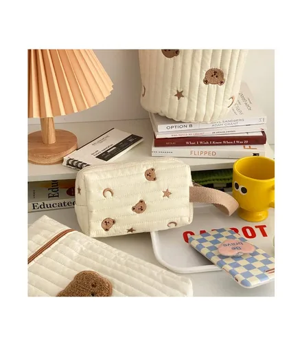 Miniatura 6 de Bolsa de maquillaje Kawaii Bear Coquette, bolsa para cosméticos y cosméticos, bolsa organizadora de viaje, bonita bolsa acolchada para artículos