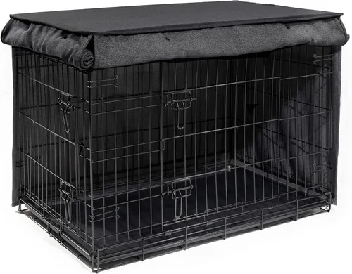 Miniatura 3 de Friends Forever Funda de metal para jaula de perro de 48 pulgadas con cortina protectora de bloqueo de luz, cubierta de jaula para perros