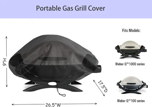 Miniatura 3 de Cubierta de parrilla para parrillas Weber Q100, Q1000 Series y Baby Q, color negro