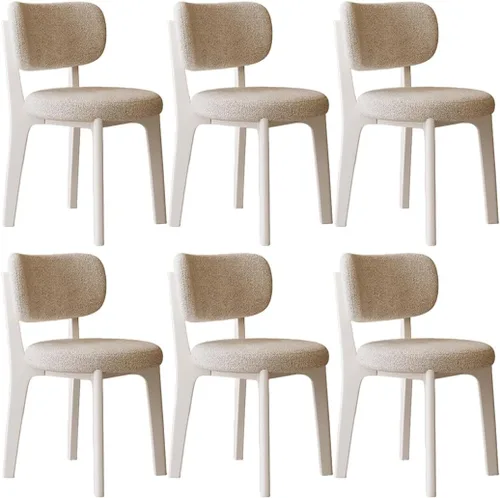 Miniatura 50 de YVYKFZD Solid Wood Dining Chairs, Fabric Dining Room Chair Set of 2/4/6, Upholstered Kitchen Chairs with Curved Backrest, Armless Living Room Chair