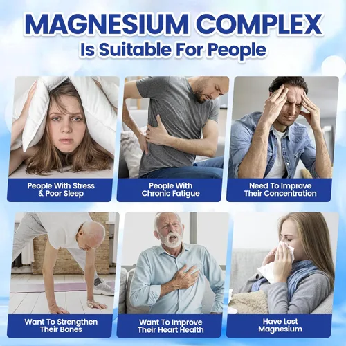 Miniatura 4 de Complejo de magnesio - 8 formas de magnesio elemental para una máxima absorción - Fórmula de alta potencia de 1000 mg - Apoya los huesos, músculos