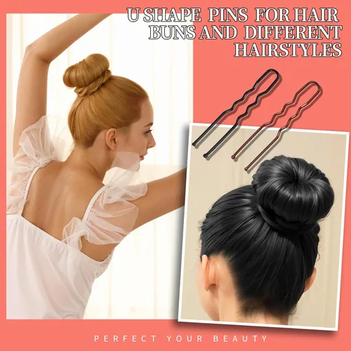Miniatura 4 de Teenitor 300 piezas de pasadores y horquillas para el pelo, 100 pasadores y 100 horquillas marrones y negras para mujeres, 100 bandas para el pelo