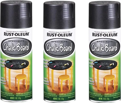 Rust-Oleum 1913830-3PK Pintura en aerosol para pizarra, 12 onzas, negro, paquete de 3