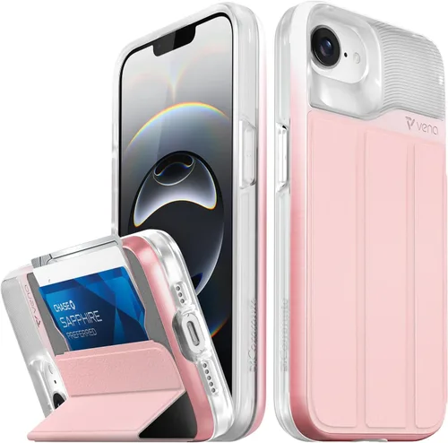 Miniatura 27 de VENA vCommute Funda tipo cartera compatible con Apple iPhone 14 (15.5 cm), funda de cuero con tapa plegable, tarjetero con función de soporte