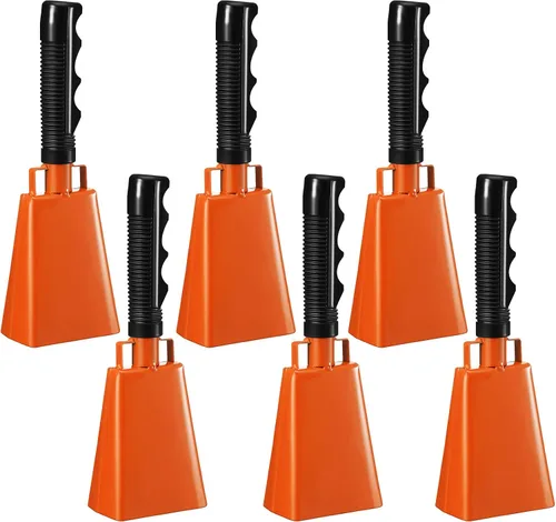 Miniatura 8 de Pelopy 6 cencerros con asa de 8 pulgadas, campanas de vaca a granel para eventos deportivos, cencerros de animación, fabricantes de ruido