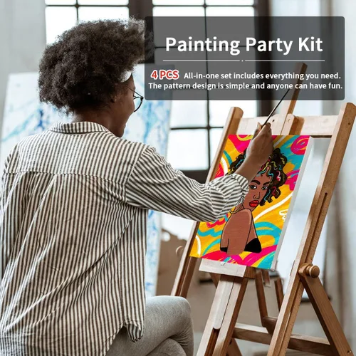 Miniatura 3 de VOCHIC Paquete de 4 kits de fiesta de 8 x 10 pulgadas, kit de pintura de lienzo predibujado para pintura para adultos, suministros de pintura