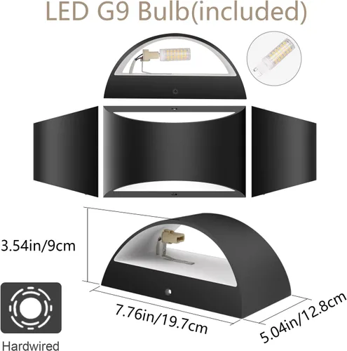 Miniatura 4 de Aipsun Aplique de pared LED moderno negro para interiores, 1 paquete de luces de montaje en pared con cable arriba y abajo para sala de estar