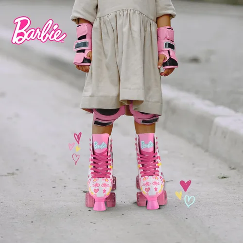 Miniatura 5 de Barbie Patines para niñas, tamaños ajustables 12-2, ruedas con purpurina, rodamientos ABEC 5, material de PVC duradero, forro de espuma