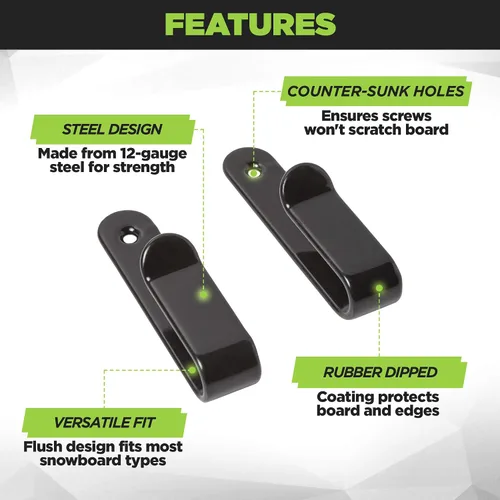 Miniatura 4 de HIDEit Mounts HBoard - Clips horizontales de montaje en pared para snowboard - American Company - Soporte de pared horizontal de acero negro y goma