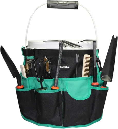 Miniatura 2 de MELOTOUGH Organizador de Cubo Caddy Organizador de Herramientas para Cubo de Jardín Compatible con Cubos de 3.5 a 5 Galones (Rosa y Verde)