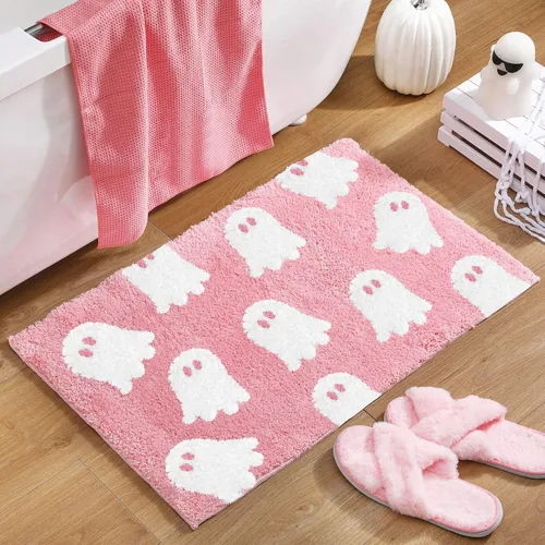 Miniatura 9 de Tapete de baño de fantasma negro, tapete de baño suave de Halloween, antideslizante, lindo fantasma espeluznante, decoración de baño, alfombra