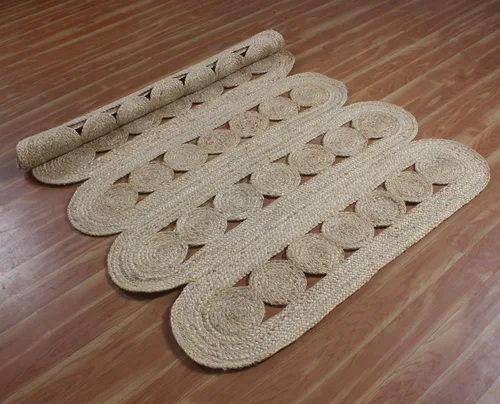 Miniatura 9 de Alfombra de área kilim de 2 x 3 pies, alfombra trenzada de yute beige, alfombra geométrica kilim de 0.27 pulgadas, alfombra de tejido plano