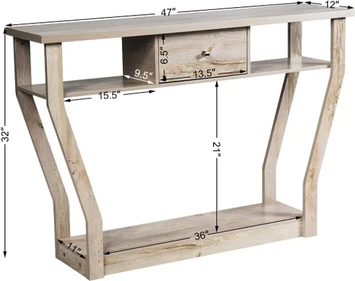 Miniatura 3 de Giantex Mesa consola de entrada de fácil montaje con cajón de almacenamiento y estante inferior, muebles multifuncionales para el hogar, pasillo