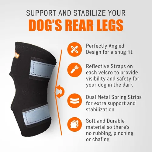 Miniatura 7 de NeoAlly Soportes de perro de gran apoyo para articulación trasera de corvejón con tiras de resorte de metal duales estabilizan las patas traseras
