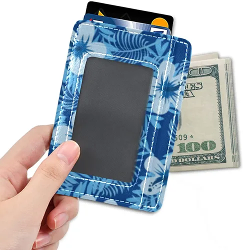 Miniatura 4 de Billetera de cuero minimalista delgada, bolsillo frontal con bloqueo RFID para tarjetas de crédito, La funda para pasaporte es muy perfecta