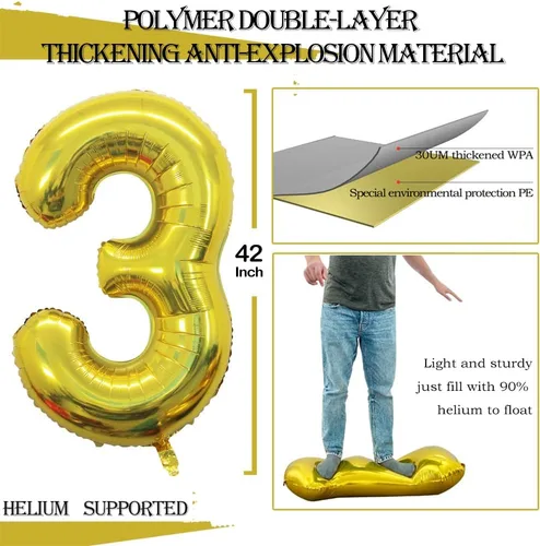 Miniatura 2 de GOER Globos Número 30 para Decoraciones de Fiesta de 30º Cumpleaños, Globos de Helio de Papel de Aluminio Jumbo de 42 Pulgadas para 30º Aniversario