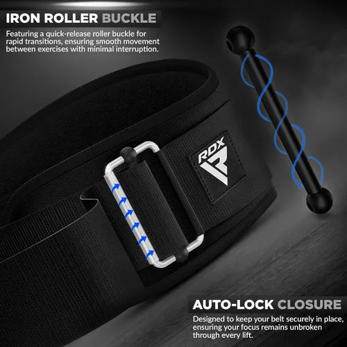 Miniatura 2 de Cinturón de Levantamiento de Pesas RDX AUTO LOCK, 16.5 cm de Soporte Posterior Acolchado, Para Hombres y Mujeres, Gimnasio, Fitness, Entrenamiento