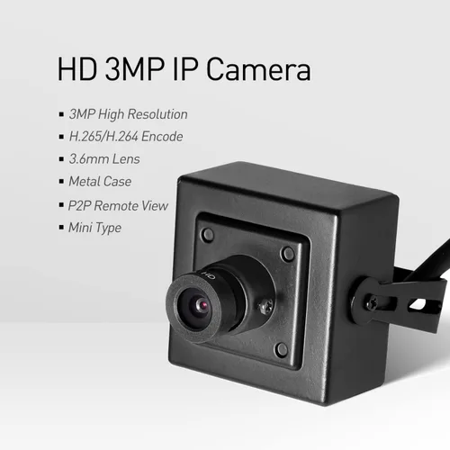 Miniatura 2 de REVOTECH Mini cámara IP de seguridad ojo de pez, HD 3MP cámara interior 0.057 in lente 180 grados gran angular P2P visión remota CCTV Video Cam