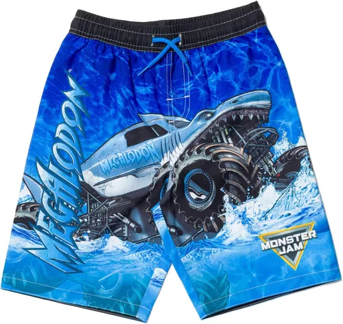 Miniatura 3 de Monster Jam Conjunto de traje de baño y camiseta de protección UPF 50+ para niños pequeños y grandes, Grave Digger El Toro Loco Megalodon