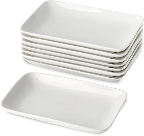 Miniatura 10 de Juego de 4 platos de cerámica para aperitivos, platos pequeños de postre de 5.6 pulgadas, platos redondos blancos para pan, mantequilla, aperitivos