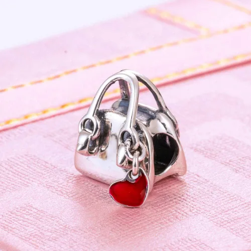 Miniatura 2 de Abalorio de plata de ley 925 para mujer, diseño de corazón rojo