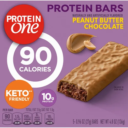 Miniatura 5 de Protein One Barras de proteína de 90 calorías, chocolate con mantequilla de maní, aptas para Keto, 5 unidades, 4.8 onzas