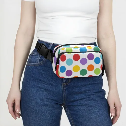 Miniatura 7 de Riñoneras de lunares blancos y negros para mujeres y hombres, con correa ajustable, cangureras de moda, bolsa cruzada para entrenamiento, correr, #04