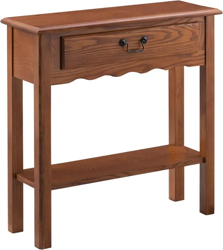Miniatura 16 de Leick Home Mesa de Consola Mission, Madera Maciza, 1 Cajón de Almacenamiento, Estante de Exhibición Inferior, Profundidad Estrecha, Fácil Montaje