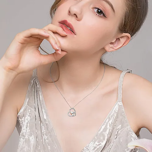 Miniatura 3 de Lindos collares de animales para mujeres y niñas, plata de ley 925, conejillos de indias, girasol, panda, alpaca y perezoso, conejo, cachorro
