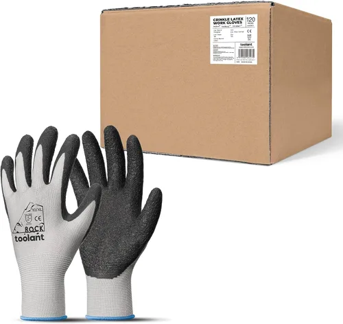 Miniatura 19 de toolant Guantes de trabajo de látex arrugado a granel, guantes de trabajo de seguridad con revestimiento de goma para hombres y mujeres, 12 pares