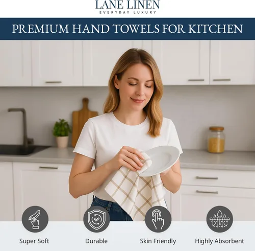 Miniatura 2 de LANE LINEN Juego de toallas de cocina y paños de cocina de 12 - 100% algodón, de secado rápido 18” x 28” Toallas absorbentes para platos y té, 01