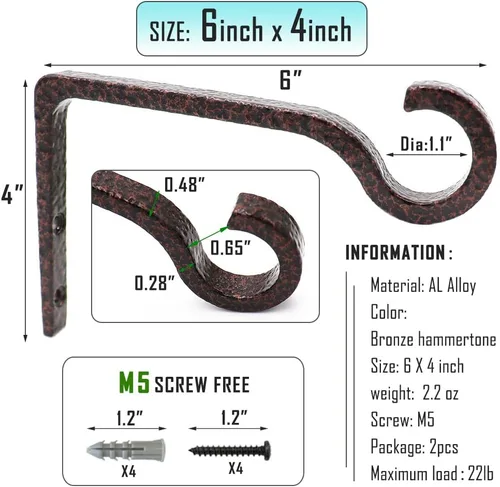 Miniatura 39 de QIEGL Soporte colgante para plantas de 6 pulgadas, gancho de metal para plantas, gancho de pastor decorativo para colgar linternas, comedero