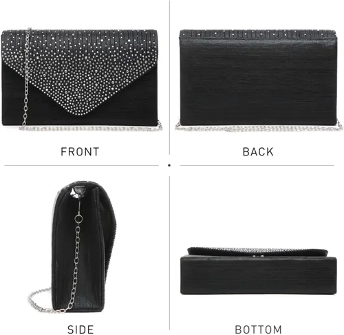 Miniatura 3 de Dasein Bolso de mano de satén esmerilado para mujer, bolso cruzado para fiesta, graduación, boda, sobre