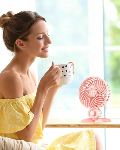 Miniatura 5 de AaoLin Ventilador pequeño USB, ventiladores de escritorio con velocidades variables CVT, flujo de aire de enfriamiento fuerte, portátil silencioso
