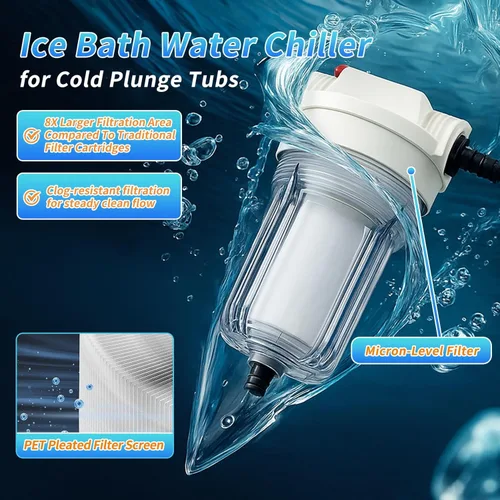 Miniatura 4 de Enfriador de agua para baño de hielo, enfriador de agua de 1/3 HP para bañeras frías, con bomba, filtro externo y medios de filtro, control remoto