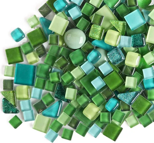 Miniatura 6 de Azulejos de mosaico de cristal irregulares de 1.1 libras, calcomanía de color de partícula pequeña, azulejos de vidrio de cristal, pasatiempos