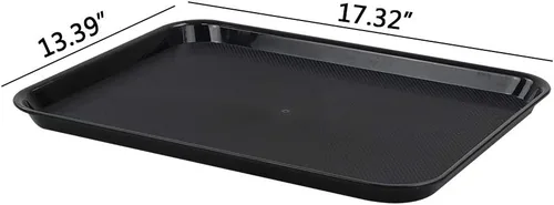 Miniatura 5 de Bandejas de plástico de comida rápida, bandejas de cafetería, paquete de 4 bandejas para servir (negro)