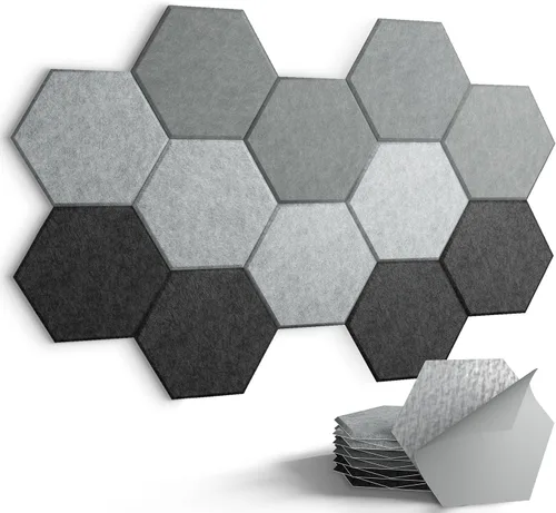 Miniatura 21 de Paneles acústicos, Magrowill, paquete de 12 paneles de pared insonorizados, paneles acústicos de alta densidad absorbentes de sonido