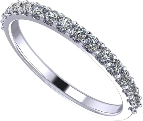NANA Jewels Anillo de boda con circonita cúbica en plata de ley 925 de 10 quilates y oro de 14 quilates, apilable, anillo de aniversario de media
